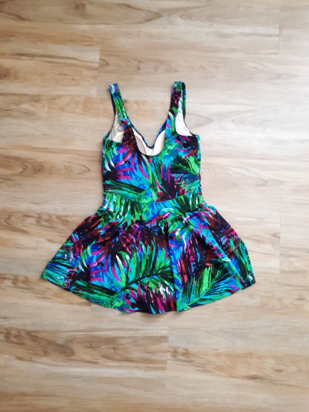 Maxine Of Hollywood Tropical Neon One Piece Full Coverage Vintage Swimsuit - Picture 2 of 5